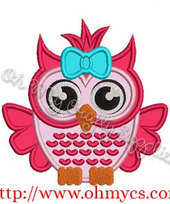 Female Owl with Bow Applique Design