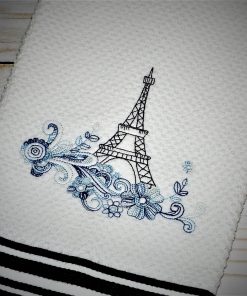 Another Floral Eiffel Tower Embroidery Design