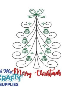 Merry Christmas Elegant Tree Embroidery Design
