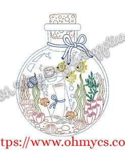 Fish in a bottle Embroidery Design