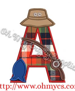 Fishing A Applique Letter Design