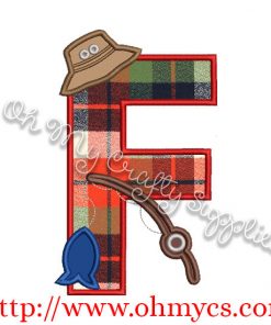 Fishing F Applique Letter Design