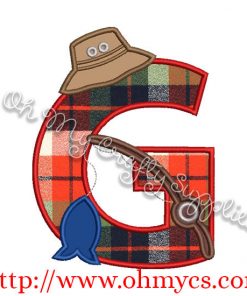 Fishing G Applique Letter Design