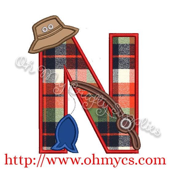 Fishing N Applique Letter Design