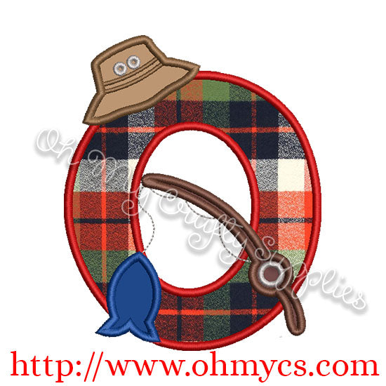 Fishing O Applique Letter Design