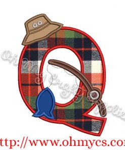 Fishing Q Applique Letter Design