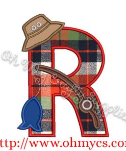 Fishing R Applique Letter Design