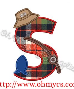 Fishing S Applique Letter Design