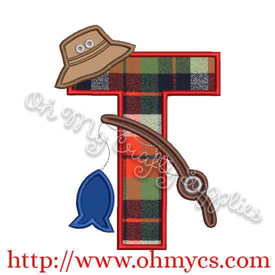 Fishing T Applique Letter Design