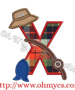 Fishing X Applique Letter Design