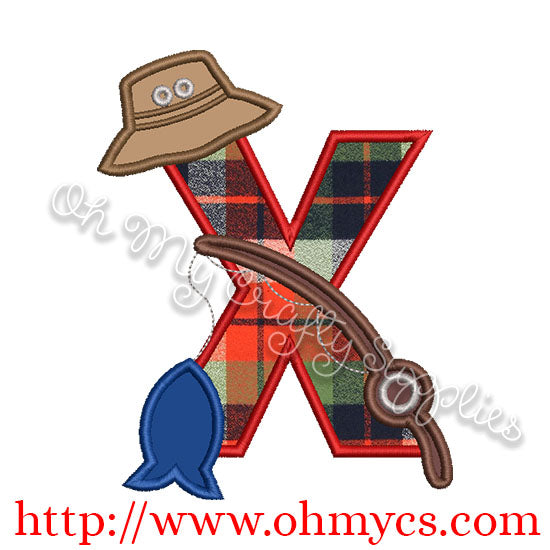 Fishing X Applique Letter Design