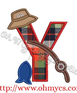 Fishing Y Applique Letter Design