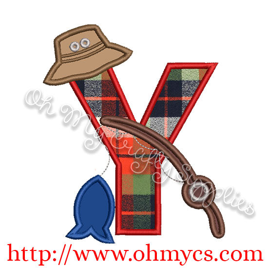 Fishing Y Applique Letter Design