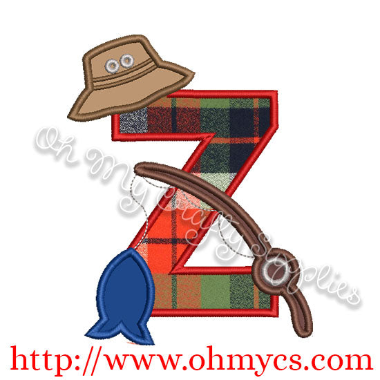 Fishing Z Applique Letter Design