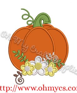 Floral Pumpkin Applique Design