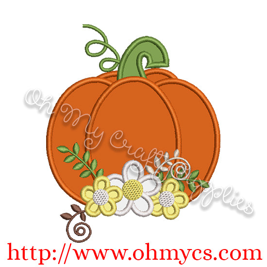 Floral Pumpkin Applique Design