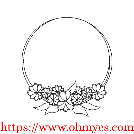 Floral Hoop Frame Embroidery Design