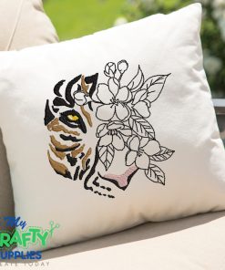 Floral Tiger Embroidery Design