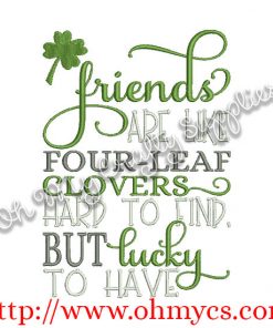 Friends like Clovers Embroidery Design