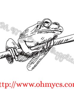 Sketch Frog on a Branch Embroidery Design