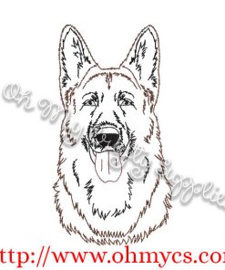 Sketch of German Shepherd Embroidery Design