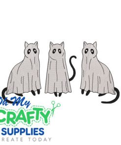 Ghost Cats Trio Embroidery Design