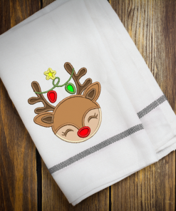 Girl Christmas Deer Applique Design