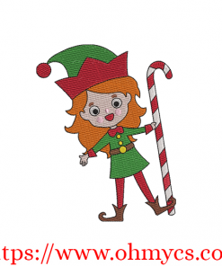Jolly Christmas Girl Elf Embroidery Design