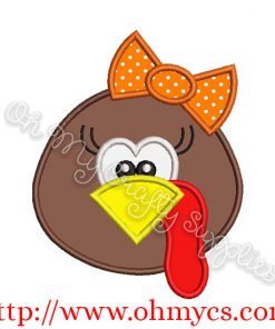 Girly Turkey Head Applique Design