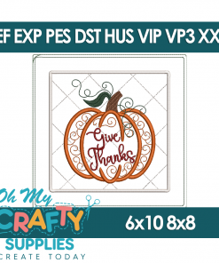 ITH Give Thanks Potholder Embroidery Design