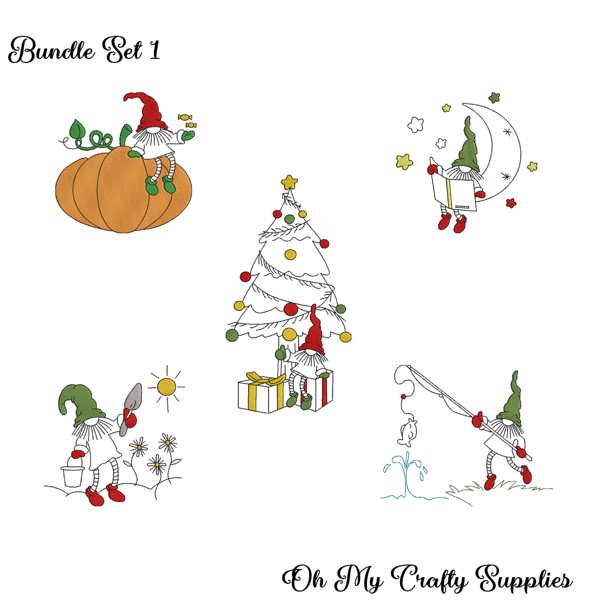 Little Gnome Set 1 Embroidery Design