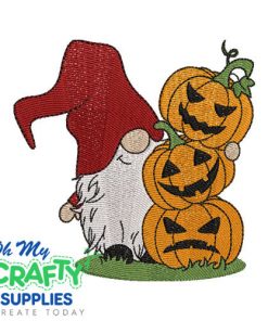 Gnome Triple Pumpkins Embroidery Design
