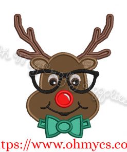 Goofy Boy Reindeer Applique Design