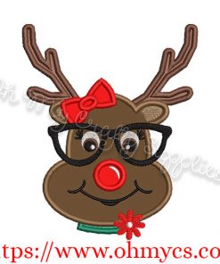 Goofy Girl Reindeer Applique Design