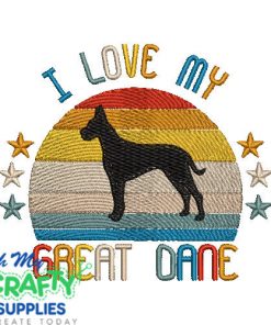I Love My Great Dane 522 Embroidery Design