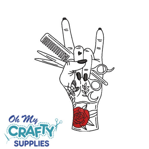 Hairdresser Sketch Hand Embroidery Design