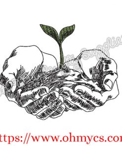 Sketch Hand Plant Embroidery Design