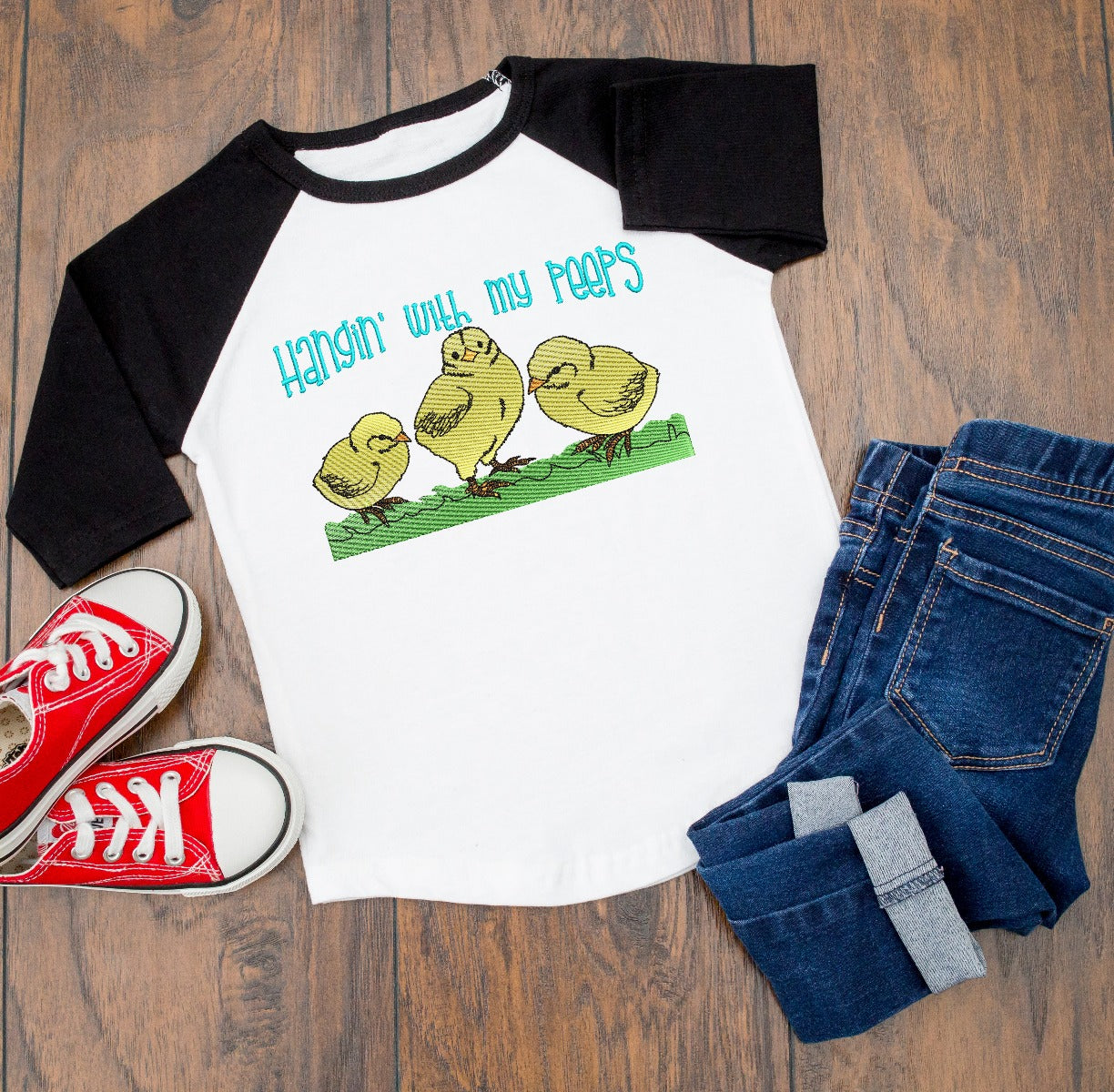 Hangin' With My Peeps Chicks Embroidery Design