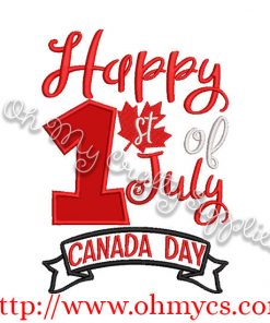 Happy 1st of July Canada Day Applique Design