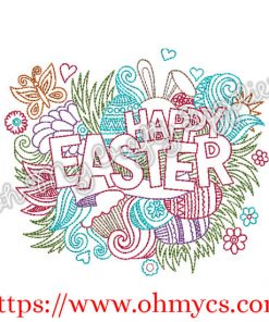 Happy Easter Splash Embroidery Design