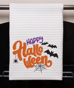 Happy Halloween Bats and Spiders Embroidery Design