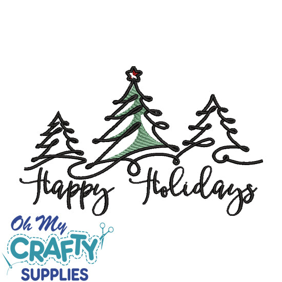 Happy Holidays 1218 Embroidery Design