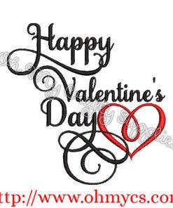 Happy Valentine's Day with a Heart Embroidery Design