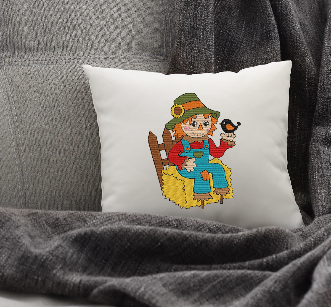 Hay Stack Scarecrow Embroidery Design