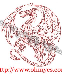 Henna Flying Dragon Embroidery Design