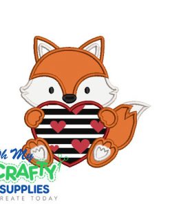 Heart Fox Applique Embroidery Design
