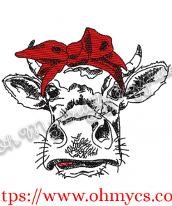 Heifer with Headband Embroidery Design
