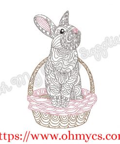 Henna Bunny in Basket Embroidery Design