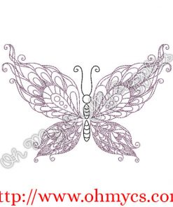 Henna Butterfly Swirls Embroidery Design