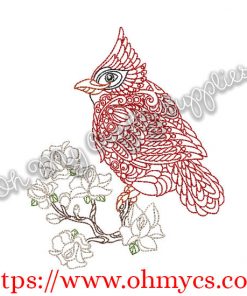Henna Cardinal Embroidery Design